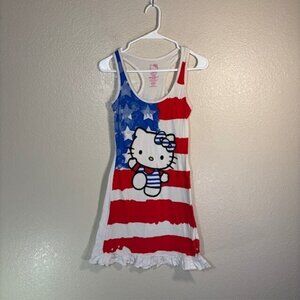Hello Kitty Dress Womens XS Sleep Tank Mini USA Flag E Girl Alt Y2K Cute Sheer